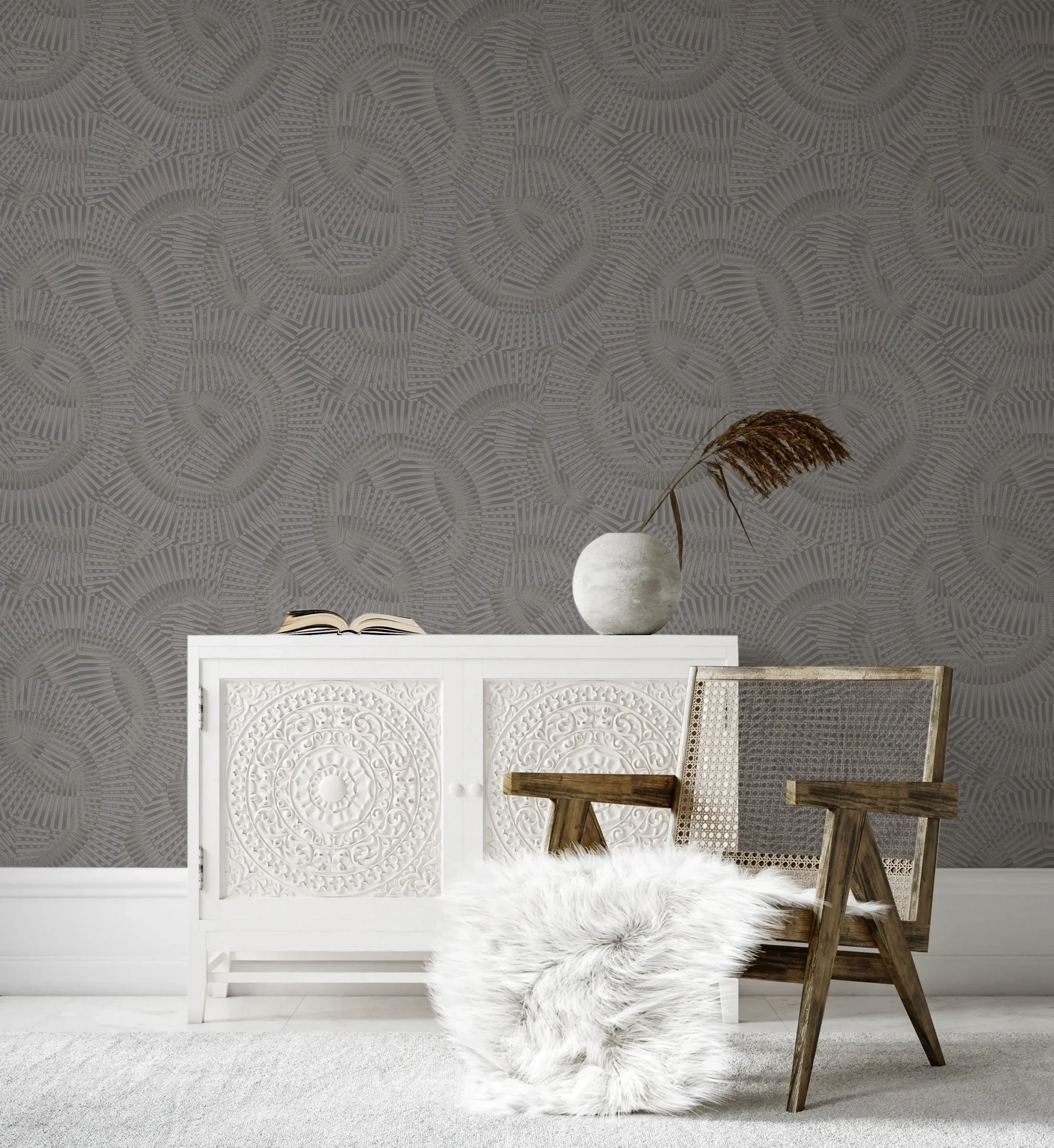 Gray Embossed Wallpaper – Understated Shimmer (24103-4)